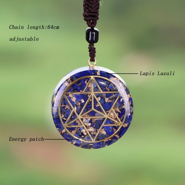 Lapis Lazuli Sacred Geometry Orgonite Pendant Necklace Contents Diagram