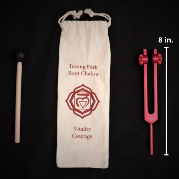 root chakra tuning fork with carry bag display