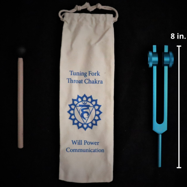 throat chakra tuning fork with carry bag display