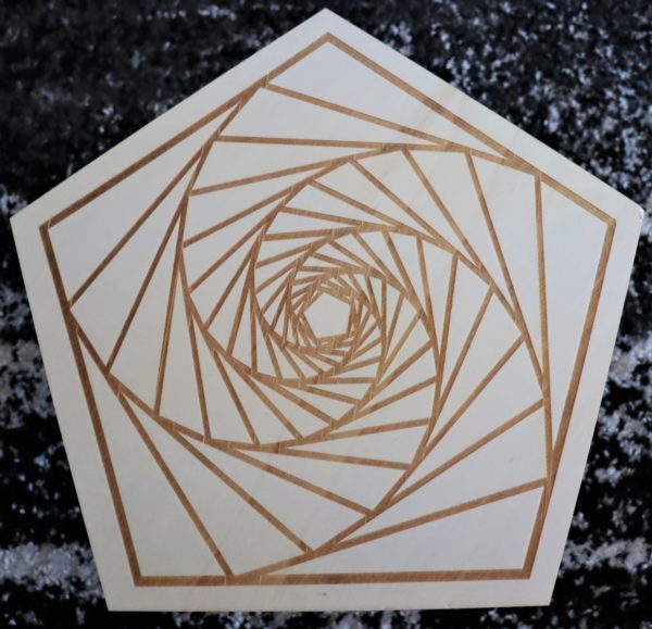 wood crystal grid pentagon angle view