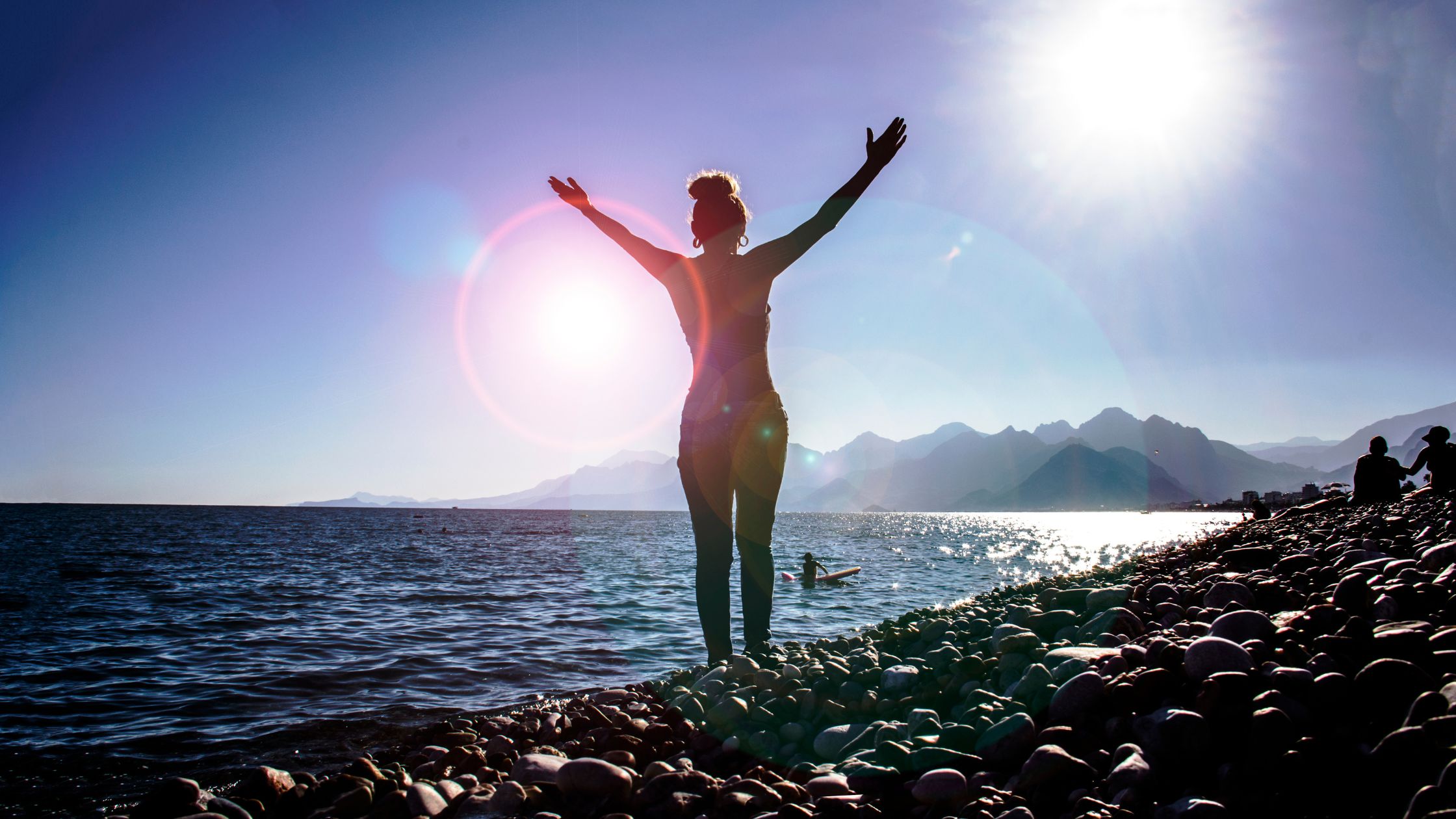 spiritual wellness woman near ocean